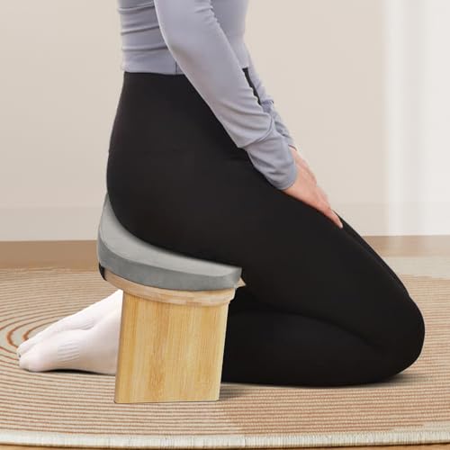 Meditation Bench, Foldable& Ergonomic Meditation Stool, Foldable Kneeling Meditation Bench, Seiza Bench Wooden Meditation Stool Chair Zen Lotus Yoga Stool Floor Sitting Prayer Bench Removable