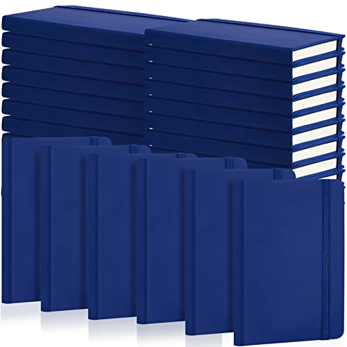 40 Pieces Small Notebooks A6 Pocket Journals 3.5 x 5.5 Inch Small Leather Notebook Mini Ruled Lined Journal with Elastic Band Pen Holder Page Marker Ribbons for Diary School Business Office (Blue) - color: Blue