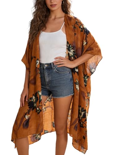 Kimonos for Women Swimsuit Coverups Beach Cover Up Swimwear Cardigan Summer - color: Fuscous