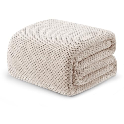 Exclusivo Mezcla Fleece Throw Blanket Extra Large, Super Soft and Warm Blankets for Couch, Sofa and Bed Waffle Textured, Cozy, Fuzzy and Lightweight (Tan, 50x70 Inches) - color: Tan, size: 50x70 in