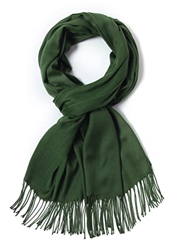 Cindy & Wendy Pashmina Shawls and Wraps Scarf for Women Soft Large Winter Shawl for Evening Dress Wedding Party - color: Dark Green Forest