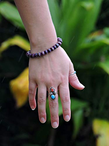 Tibetan Prayer Mala Embedded Medicine Bracelet Yoga Healing Beads Adjustable Wrist Mala For Meditation Many Color Choices (Purple)