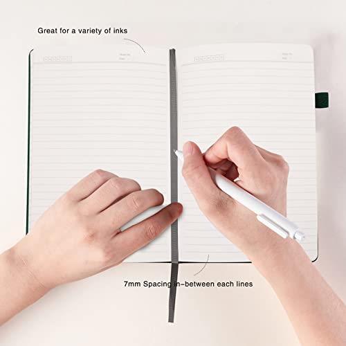 Lined Journal Notebooks with Pen Loop, Hardcover Notebook Journal for Work, 100Gsm Premium Thick Paper with Inner Pocket, Medium 5.7"x8.4", （Dark-Green, Ruled） - color: Dark-green