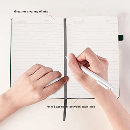 Lined Journal Notebooks with Pen Loop, Hardcover Notebook Journal for Work, 100Gsm Premium Thick Paper with Inner Pocket, Medium 5.7"x8.4", （Dark-Green, Ruled） - color: Dark-green