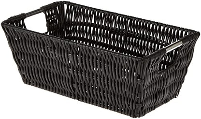 Whitmor 6500-2712-BLK Rattique Small Shelf Black Tote Basket - color: Black, size: Small