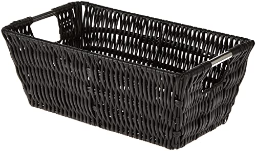 Whitmor 6500-2712-BLK Rattique Small Shelf Black Tote Basket - color: Black, size: Small