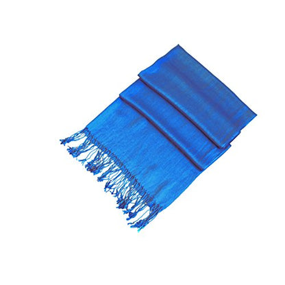 Sakkas Large Soft Silky Pashmina Shawl Wrap Scarf in Solid Colors - color: Royal Blue