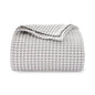 Lightweight Cotton Waffle Throw Blanket, Modern Two-Tone Check Pattern, Soft & Breathable for Bed, Couch, Sofa, All Seasons –Gray/White, 50"x60" - color: Gray/White, size: Throw
