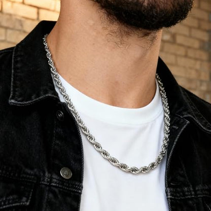 Twist Chain Necklace 2/3/5/8MM Braided Rope Chain Necklace for Men Stainless Steel Rope Jewelry for Men & Women Rope Chain for Pendant 18/20/22/24 Inch with Delicate Gift Box - size: 22 inches, style: 8mm width-steel