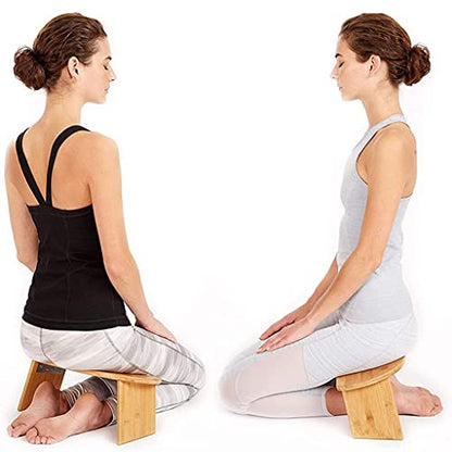 Foldable Meditation Bench Portable Kneeling Chair (18" W x 7.5”L) Yoga Stool from Bamboo with Travel Bag