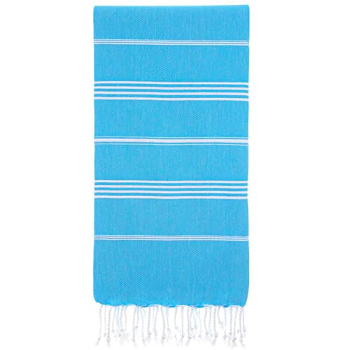 Lina Turkish Beach Towel Peshtemal (38" x 71"), Sand-Free, Large & Quick-Dry, Lightweight Pool Towels for Travel, Soft 100% Turkish Cotton & Pre-Washed, Ideal for Spa or Bath, Turquoise - color: Turquoise