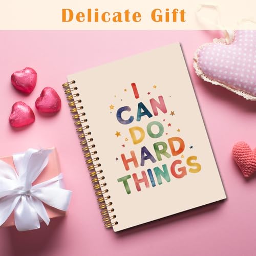 JINYO I Can Do Hard Things Inspirational Notebook, Motivational Positive Notebooks for Note Taking, Affirmations Journals for Writing, Colorful Aesthetic Spiral Notebook 5.5x8.3 Inch - color: white I Can Do Notebook