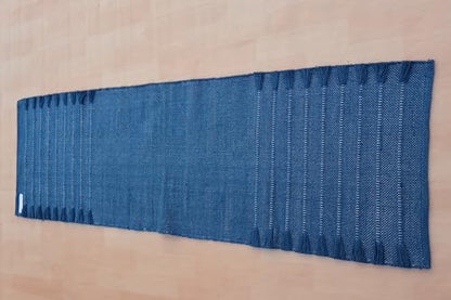 Jaipur Art & Rugs Cotton Yoga Rug - Eco-Friendly Hand-Woven Thick Mat (24”x72”x5mm) for Everyday Fitness at Home - Comfortable & Extra-Long - color: Blue