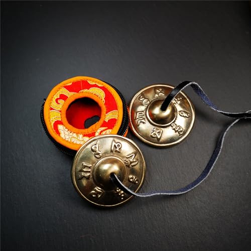 Tibetan Tingsha Bell Set - Tibetan Cymbals - for Sound Healing, Yoga, Meditation, and Mindfulness,Handmade in Nepal,Made of Bronze,Om Mantra Pattern,6.5cm/2.6 inch - color: 9-Bronze-Om-6.5cm