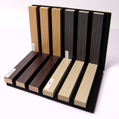 AMZDEPOT Wood Slat Wall Panel, 4 Pack Wood Panels for Wall, 3D Soundproof Wall Panels, Large Acoustic Panels for Interior Ceiling and Wall Decor Noise Reduction, Sample - color: Thick Sample