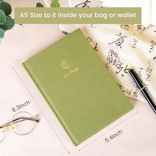 CAGIE Lined Journal Notebook for Women Men, A5 Hardcover Linen Journals for Writing 256 Pages, Aesthetic Womens Diary, Gifts 8.3'' x 5.7'' Light Olive - color: Light Olive