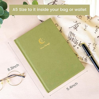 CAGIE Lined Journal Notebook for Women Men, A5 Hardcover Linen Journals for Writing 256 Pages, Aesthetic Womens Diary, Gifts 8.3'' x 5.7'' Light Olive - color: Light Olive