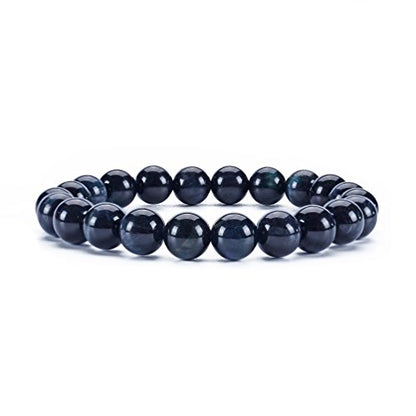 Cherry Tree Collection Gemstone Beaded Stretch Bracelet 8mm Round Beads 7" - color: Blue Tiger's Eye