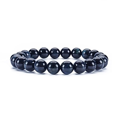 Cherry Tree Collection Gemstone Beaded Stretch Bracelet 8mm Round Beads 7" - color: Blue Tiger's Eye