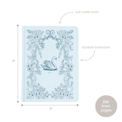 Pearhead Hardcover Journal Notebook 6x8 – Blue Swan College-Ruled Writing Journal with 200 Lined Pages for Notes, Work & Journaling (Pack of 2) - color: Blue Swan Journal 2-pack