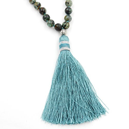 mala Beads Necklace for Women Man, mala Bracelet, Prayer Beads Necklace - color: African turquoise