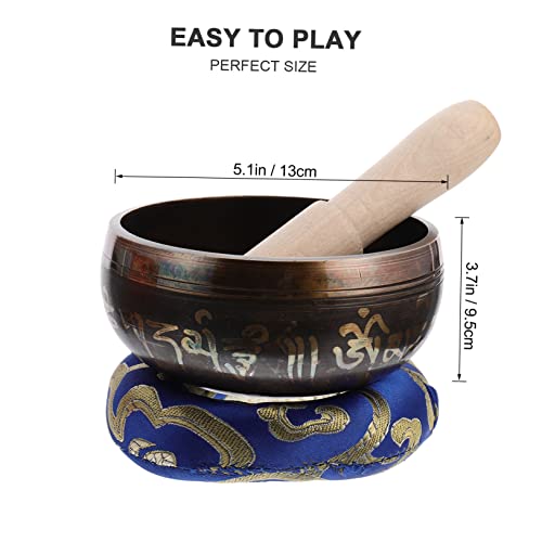 Tibetan Singing Bowl Set for Meditation Handcrafted Sound Bowl with Mallet Cushion and Storage Box Yoga Mindfulness and Relaxation