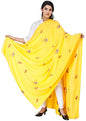 Exotic India Radhe Prayer Shawl with Embroidered Peacock Feather - PolyCotton - color: Lemon Chrome