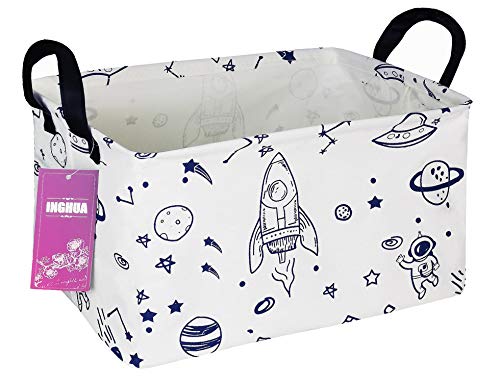 Rectangular Storage Basket Fabric Organizer Bin for Toys,Books,Clothes,Gifts,Pets-Perfect for Home,Office,Nursery,Dorm,Shelf(Rec Spaceships) - color: Rec Spaceships