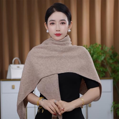 Shawls Wraps Women Triangle Sweater Scarf Warm Wool Blend Pashmina Cape Cold Weather Neck Warmer Winter Fall Accessory - color: Solid-khaki