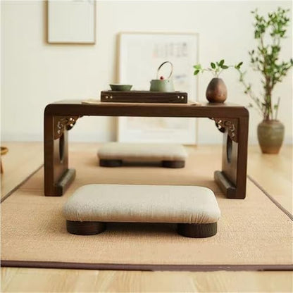 Japanese Low Stool - Compact Wooden Footstool, Comfortable Floor Chair for Meditation, Small Bench for Low Tables, Ideal for Sitting & Relaxation (Large Size)