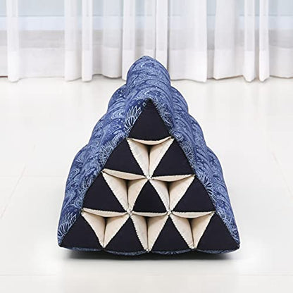 Leewadee Thai Triangle Cushion – Comfortable Backrest for TV or Reading, Wedge Pillow - Eco-Friendly Natural Kapok Filling, 20 x 13 x 13 inches, Blue White - color: Cbt1 - Blue