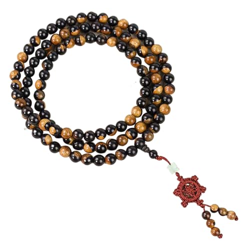 Natural Black Sandalwood 108 Mala Bracelet for Men Buddha Beads Necklace Ebony Prayer Beads Bracelet - style: 10mm Yin and Yang Wood - 41 inches