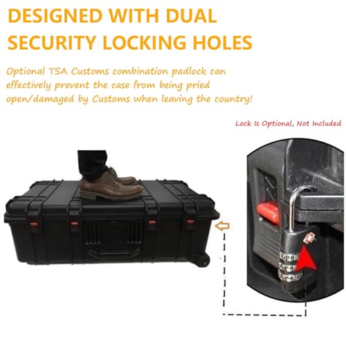 Waterproof Carry-On Hard Case, Protective Camera Case, Portable Outdoor Tool Box, with Wheels and Foam, for Electronics
