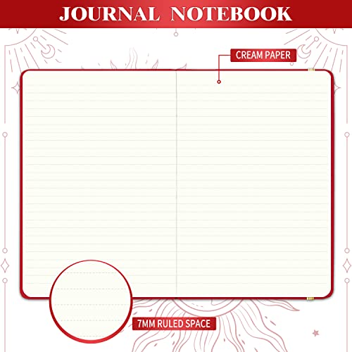 Artfan Ruled Notebook/Journal – Premium Thick Paper Faux Leather Classic Writing Notebook with Pocket + Page Dividers Gifts, Banded, Large, 144 Pages, Hard Cover, Lined (5.8 x 8.4) - Red - color: Red2