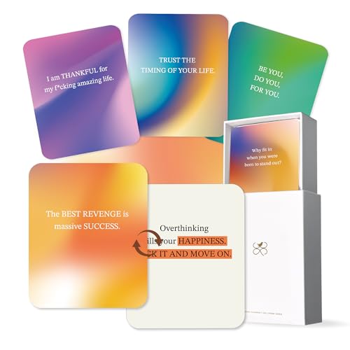 Unique Badass Birthday Gifts - Badass Affirmation Cards - 55 Sweary Affirmation Cards - Daily Positive Motivational Card - Inspirational & Self Care Quotes - Spiritual Gifts for Best Friend, Sister - style: Gradient