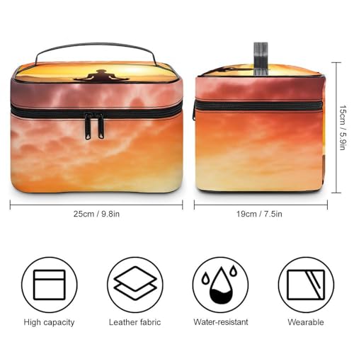 Makeup Bag Yoga Meditation Printed Large Capacity Travel Make Up Bag for Cosmetics Vertical Storage Water-Resistant Leather Toiletry Organizer Skincare Makeup Organizer Bag