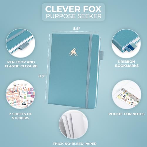Clever Fox Purpose Seeker Journal – Guided Manifestation & Life Reflection Planner for Daily Self-Exploration, Goal-Setting & Gratitude (Aquamarine) - color: Aquamarine