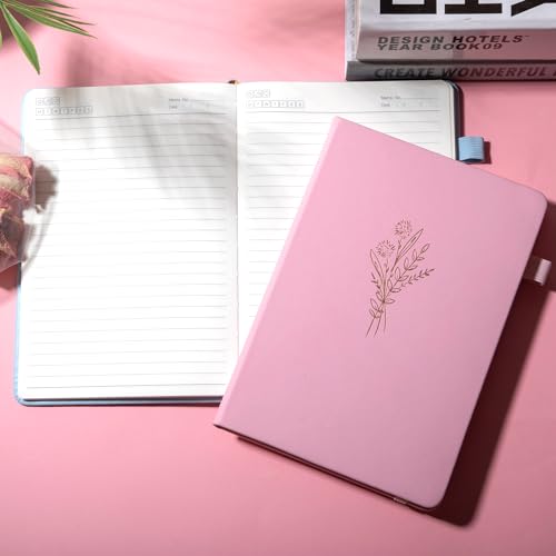 Lined Journal Notebook for Women Cute Leather Journals for Writing Aesthetic Floral Diary 192 Pages A5 Hardcover Journaling Notebooks with Pen Loop, 5.7 x 8.3 in, Pink - color: Lihgt Pink