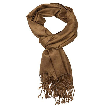 Falari Women's Soft Solid Color Pashmina Shawl Wrap Scarf, for Wedding, Bridesmaid Gifts, Evening Dress - color: Brown