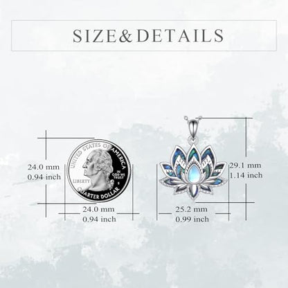 YFN Lotus Necklace for Women 925 Sterling Silver - Moonstone Lotus Flower Pendant - Spiritual Yoga Jewelry Gift - Dainty Silver Necklace for Meditation, Healing, & Everyday Wear - Adjustable 18+2" Chain