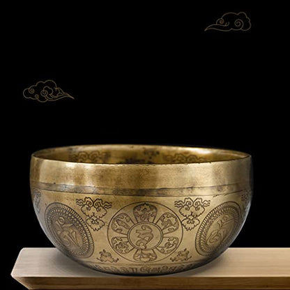 Singing Bowl Meditation Sound Bowl Handmade Carving Sound Therapy Bowl Carving Bowl Yoga Meditation Bowl for Healing