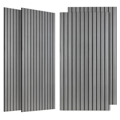 4 Pack Acoustic Panels for Wall, Soundproof Panels with Simulated Wood Grain Finish, 47.2”x23.6” Decorative Acoustic Wall Panel for Office,Home Theater,Studio,Living Room, Gray Oak - color: Gray Oak, size: 4 PACK