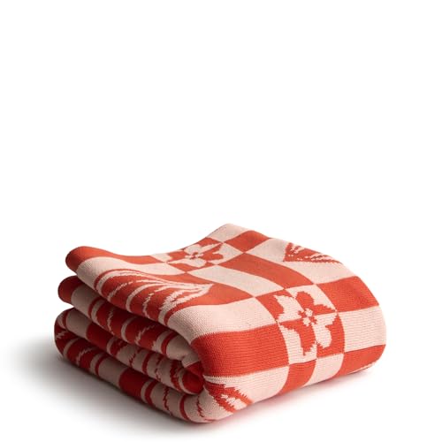 Vera Bradley Women's Cotton Double Knit Throw Blanket - color: Daffodils Red Clay