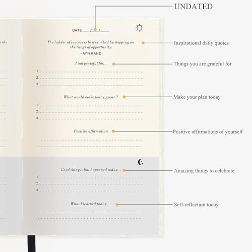 The Gratitude Journal,Self-discipline Noteboo,kMore Happiness, Positivity, Affirmation, Productivity, Mindfulness & Self Care - Compact Punching Schedule Plan Gift For Loved Ones Personal Growth
