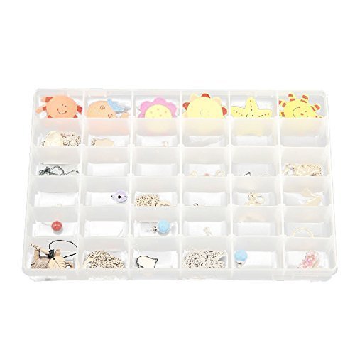 36 Grids Clear Plastic Jewelry Box Organizer Storage Container with Removable Dividers