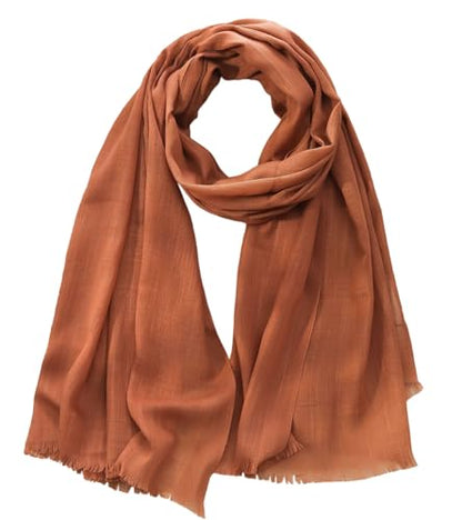 Women's Cotton Scarves Lady Light Soft Fashion Solid Scarf Wrap Shawl - color: Brick Red