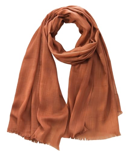 Women's Cotton Scarves Lady Light Soft Fashion Solid Scarf Wrap Shawl - color: Brick Red