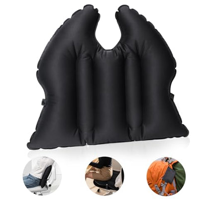 DAWNTREES 2-in-1 Inflatable Seat Cushion & Lumbar Support – Lightweight & Waterproof – Portable Air Cushion for Office Chair, Car, Travel, Camping – Black - size: 1 PACK