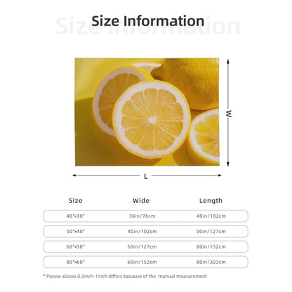 Yellow Lemon Prints Throw Blanket (320g Flannel) Anti-Pilling Warm Fuzzy Blankets for Bed Sofa Couch Travel 40x30 Inch - color: Yellow Lemon, size: 40x30 Inch