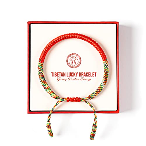 Tibetan Knot Bracelet Gift - Handmade Positive Energy Red String Bracelet - Womens/Mens Bracelets Rope -Buddhism Red Bracelet for Protection - color: A-Red/Multicolor